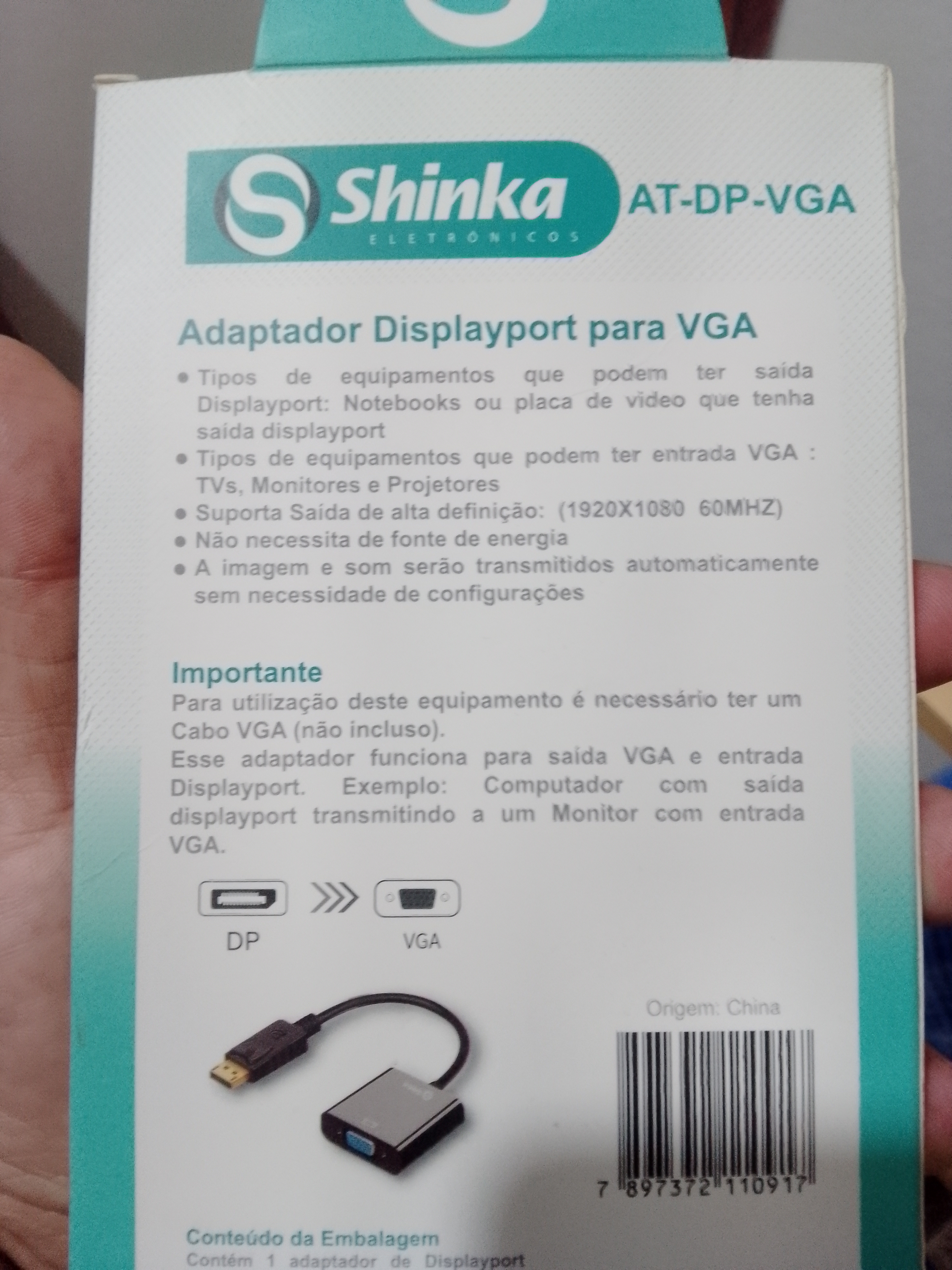 Adaptador DisplayPort para VGA Novo!
